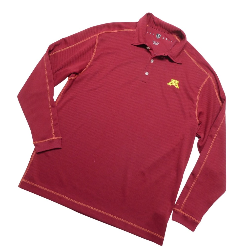 Minnesota Golden Gophers Shirt Mens Large Red NCAA Golf Nike Long Sleeve